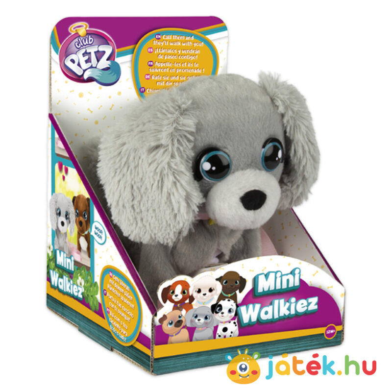 Club Petz: Mini Walkiez sétáló interaktív plüss kiskutya, oldalról: Szürke uszkár