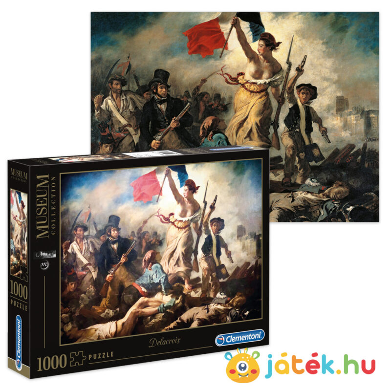 Delacroix puzzle képe és doboza: A szabadság vezeti a népet, 1000 db (Clementoni Museum Collection 39549)