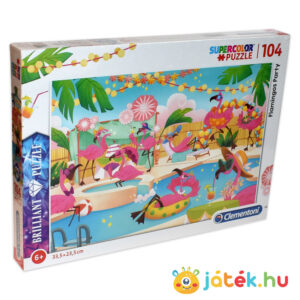 Flamingó party ékköves puzzle, 104 db (Clementoni SuperColor 20151)