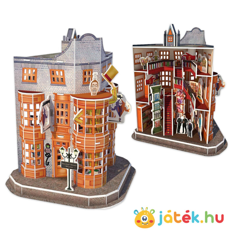 Harry Potter 3D puzzle megépítve: Weasley Varázsvicc Vállalat boltja az Abszol úton, 62 db-os (CubicFun)