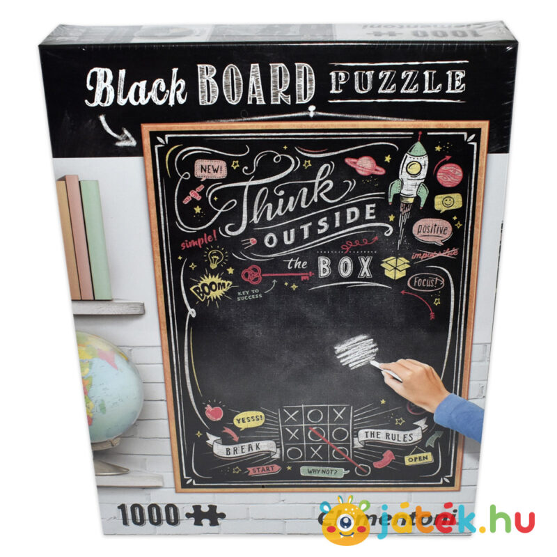 Krétával írható puzzle előről: Kreatív gondolkodás, Think outside the box, 1000 db (Clementoni Black Board 39468)