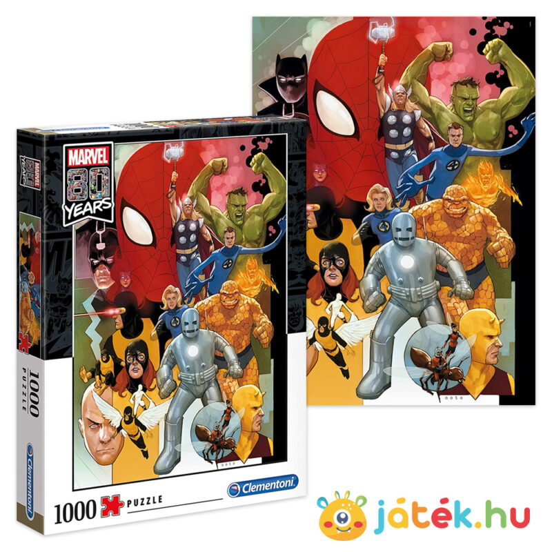 Marvel puzzle képe és doboza: 80 éves jubileum, 1000 db (Clementoni 39534)