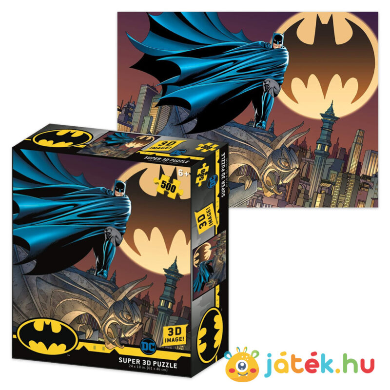 Batman: A Batman jel puzzle képe és doboza, 500 db hologramos 3D hatású kirakó (DC Comics 32518)