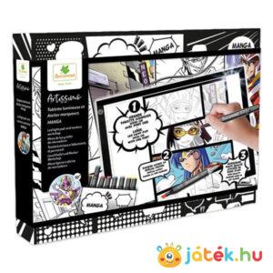 Manga, képregény készítő, színező, kreatív nagy szett LED táblával, filctollakkal (Sycomore Artissimo)