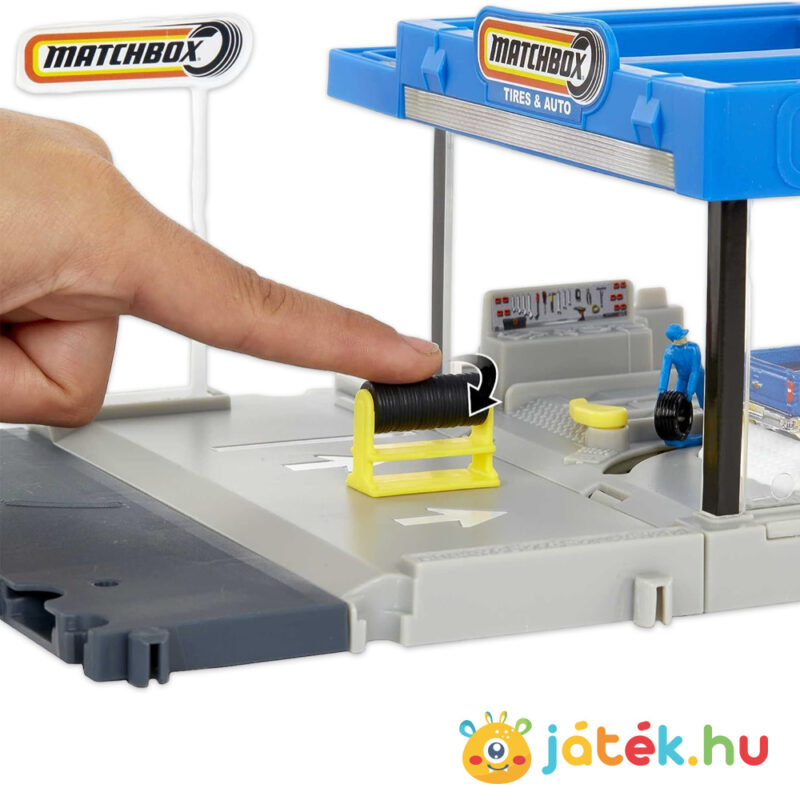 Matchbox alappálya, keréktartóval: Autókereskedés Chevy Silverado 1500 kisautóval