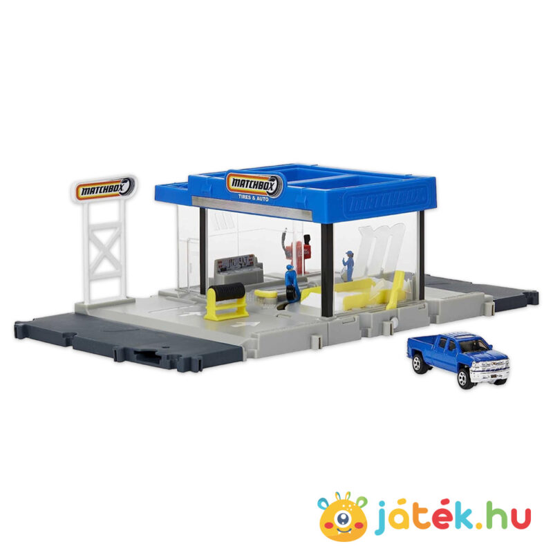 Matchbox alappálya, megépítve: Autókereskedés Chevy Silverado 1500 kisautóval