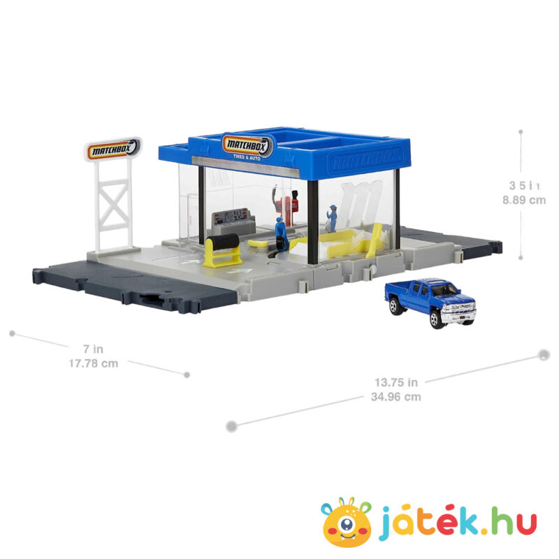Matchbox alappálya, méretei: Autókereskedés Chevy Silverado 1500 kisautóval