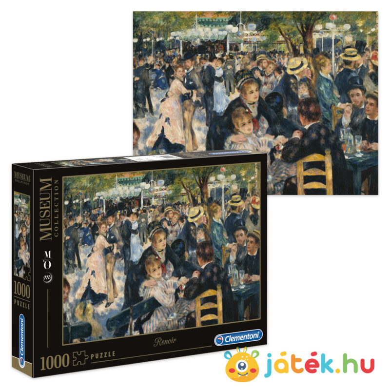 Renoir bál a Moulin de la Galette-ben puzzle képe és doboza, 1000 db (Clementoni Museum Collection 31412)