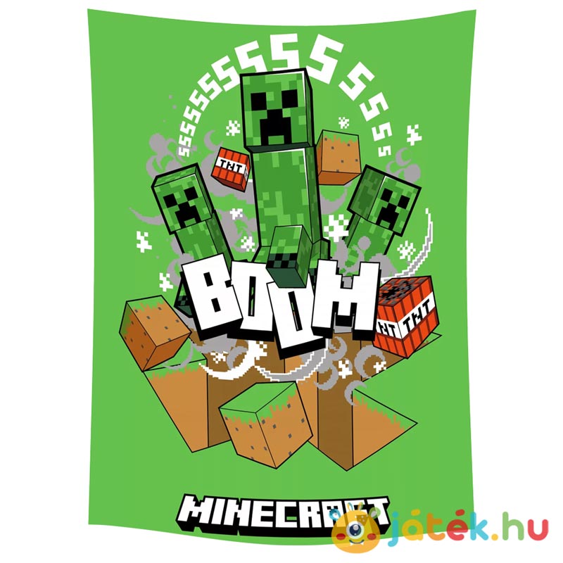 Minecraft: Creeper robbanás mintás zöld színű polár takaró, 100×150 cm