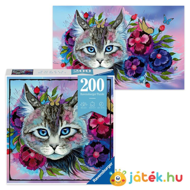 Macskaszem puzzle képe és doboza, 200 db (Ravensburger Moment 12960)