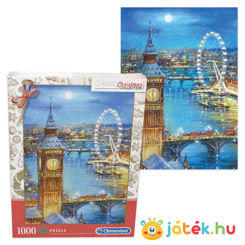 A Big Ben hópelyhei karácsonyi puzzle képe és doboza, 1000 db - Clementoni Christmas Collection 39319)