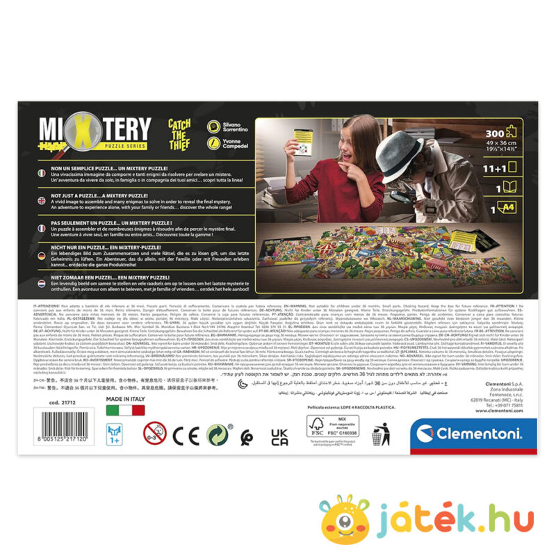 Kapd el a tolvajt! 300 db-os puzzle rejtéllyel hátulról (Clementoni Mixtery 21715)