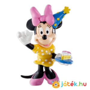 Mickey egér és barátai: Minnie születésnapi ünnepe, szülinapi tortával gumírozott figura (Bullyland)