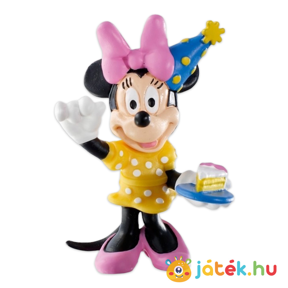 Mickey egér és barátai: Minnie születésnapi ünnepe szülinapi tortával, gumírozott figura (Bullyland)