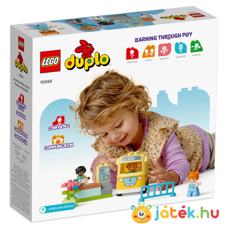 Lego Duplo 10988: Városi kalandok, a buszozás építő és oktató játék doboza hátulról