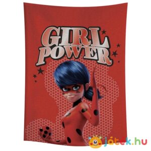 Miraculous: Katicabogár mintás, Girl Power feliratos piros színű polár takaró, 100×140 cm