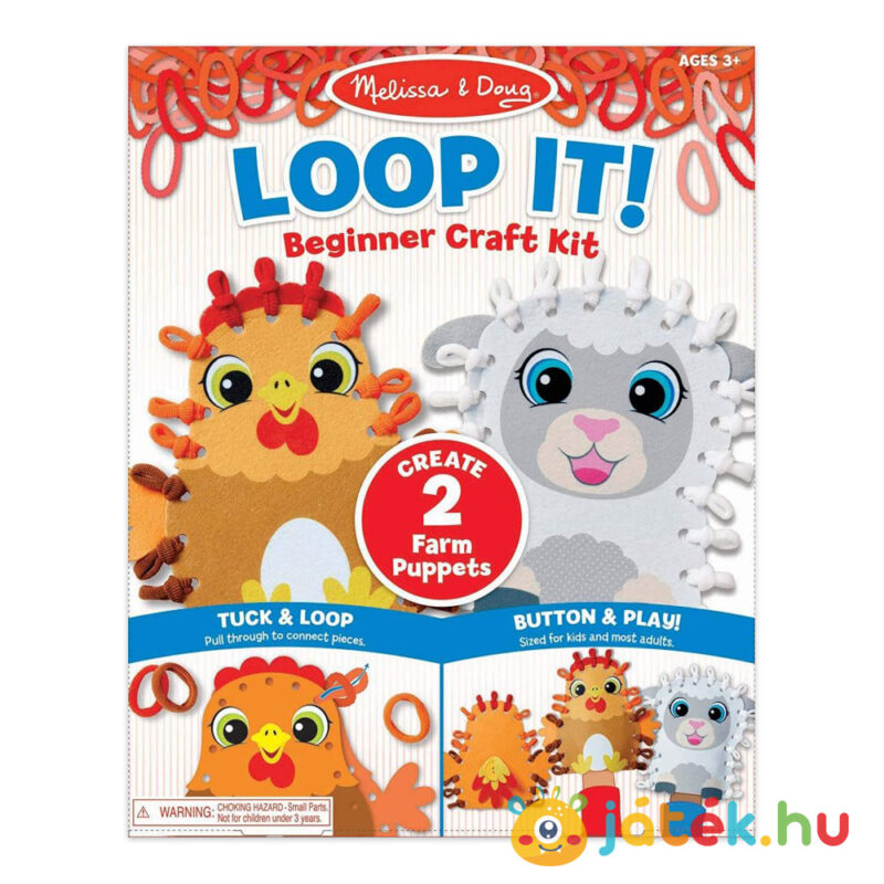 Hurkold, készíts farm állatai kesztyűbábot, a tyúk és a bárány, 46 db-os kezdő szett (Melissa & Doug)