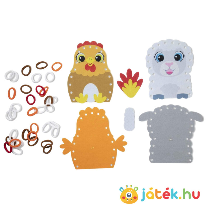 Hurkold, készíts farm állatai kesztyűbábot, a tyúk és a bárány, 46 db-os kezdő szett tartalma (Melissa & Doug)