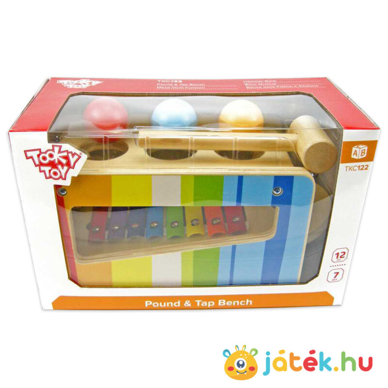 Kalapálós játék és xylofon szett doboza, kicsiknek (Tooky Toy)