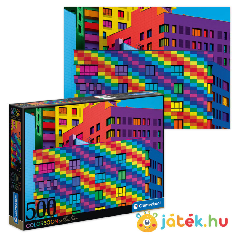 Négyzetek puzzle képe és doboza, 500 db (Clementoni ColorBoom Collection 35094)