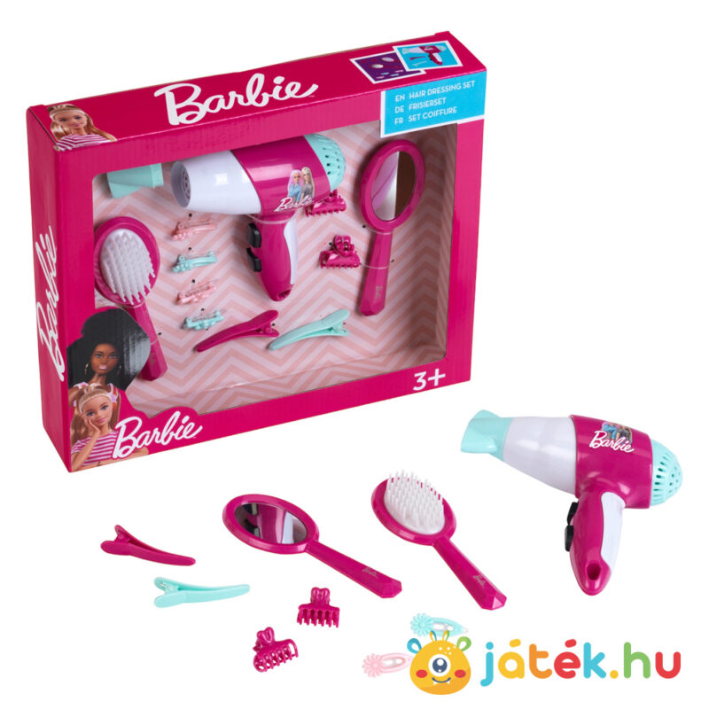 Barbie: Fodrászkészlet szerepjáték elemes hajszárítóval, kiegészítőkkel (Klein)