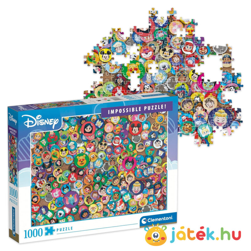 Disney, a lehetetlen puzzle részlete és doboza, 1000 db (Clementoni Impossible 39830)