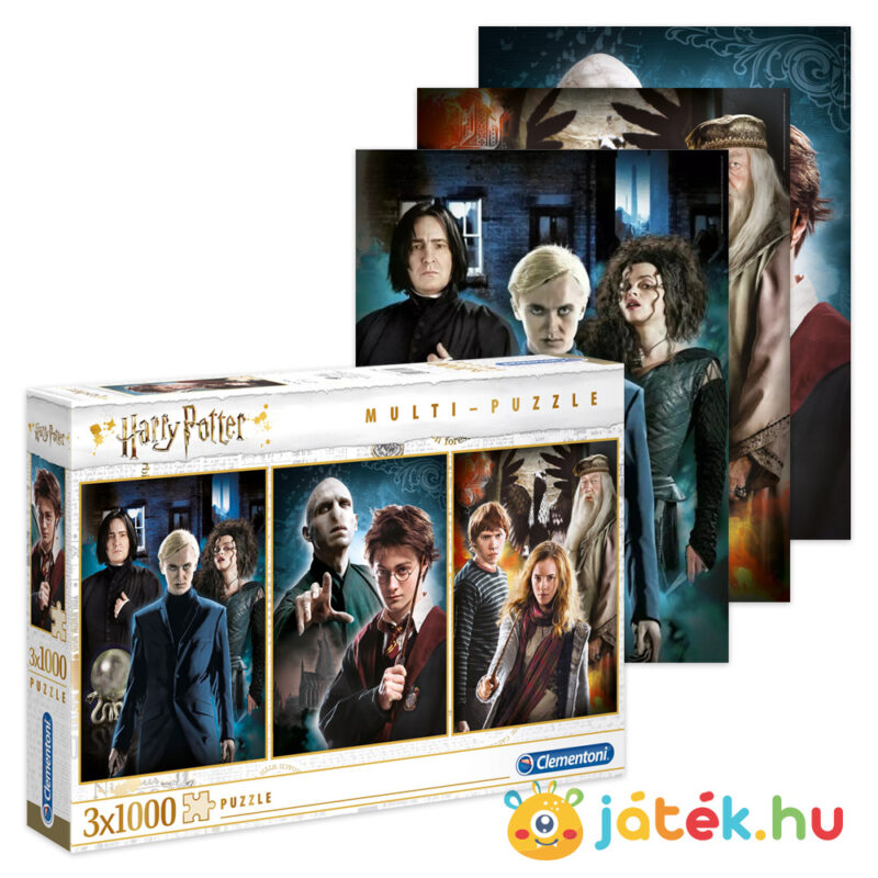 Harry Potter 3×1000 db-os puzzle képei és doboza (Clementoni 61884)