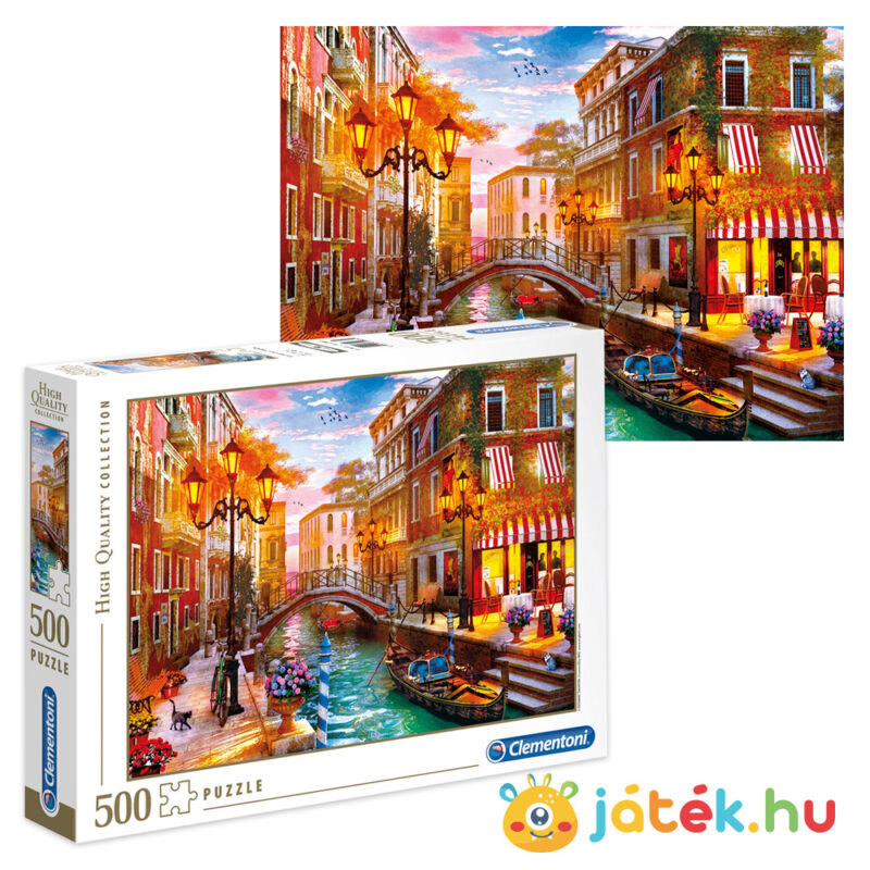 Naplemente Velencében puzzle képe és doboza, 500 db (Clementoni 35063)