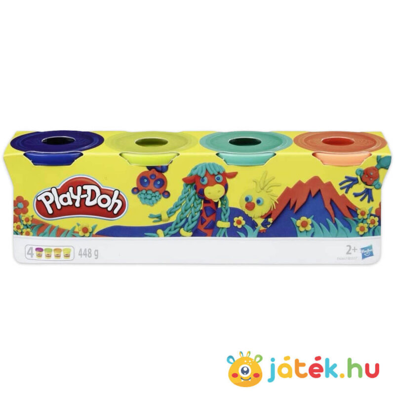 Play-Doh 4 tégelyes gyurma: A vadon színei (sötétkék, lime, tüzkiz, narancs)