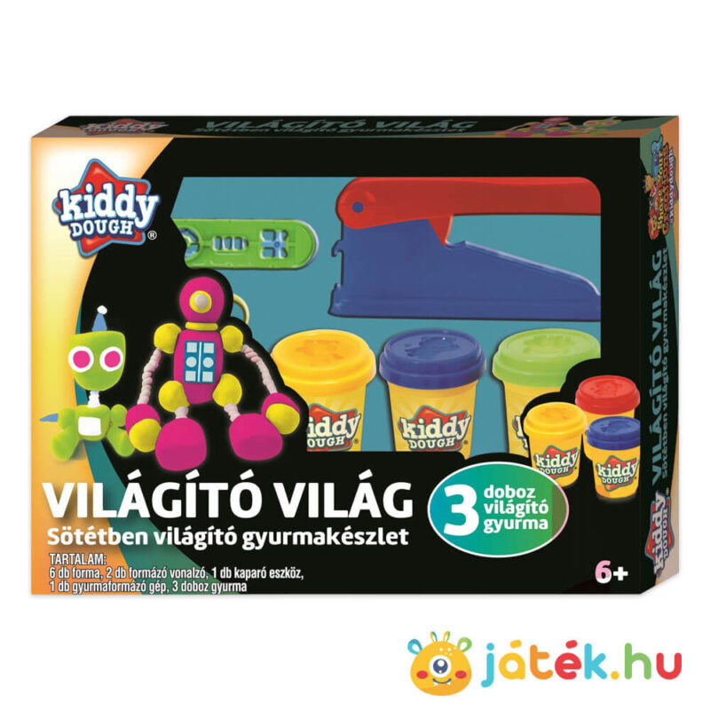 Sötétben világító gyurmakészlet (Kiddy Dough gyurmagyár)