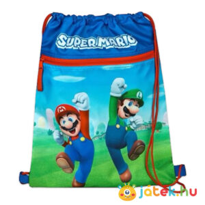 Super Mario: Mario és Luigi mintás tornazsák, cipzáros rekesszel