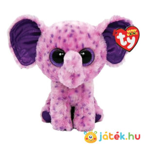 Ty Beanie Boos: Eva, a csillogó szemű rózsaszín plüss elefánt (15 cm)