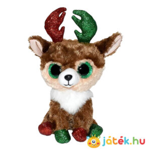 Ty Beanie Boos: Kinley, a karácsonyi, csillogó szemű plüss szarvas (15 cm)