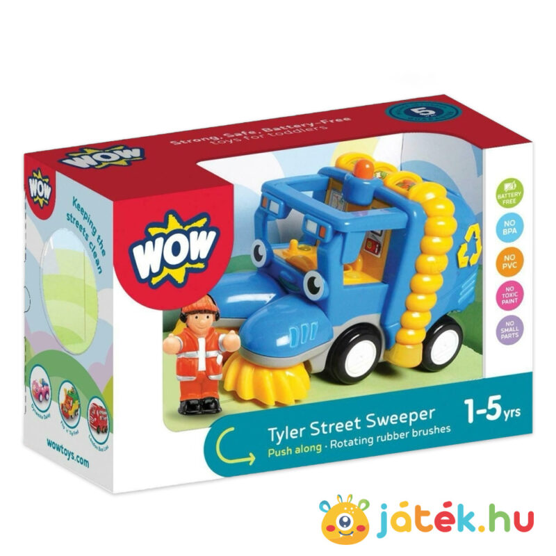 Tyler, az utcaseprő autó, körbeforgó seprűkkel (Wow Toys)