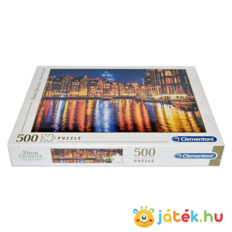 Amszterdam gyönyörű éjszakai fényei puzzle doboza fektetve, 500 db (Clementoni 35037)