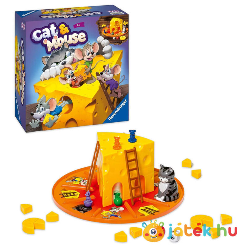 Cat & Mouse: Izgalmas macska-egér társasjáték doboza és tartalma (Ravensburger)