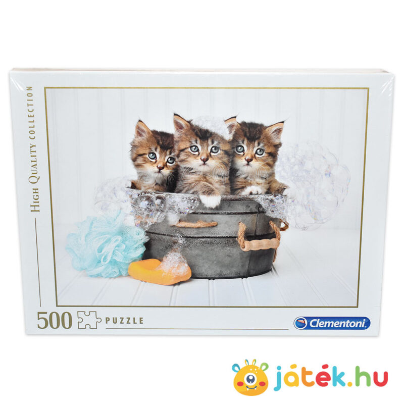 Cicamosdás puzzle doboza előről, 500 db (Clementoni 35065)