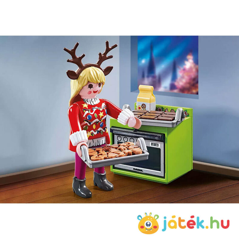 Karácsonyi pékség, ajándék sütemény kiszúróval (Playmobil 70877) játék közben