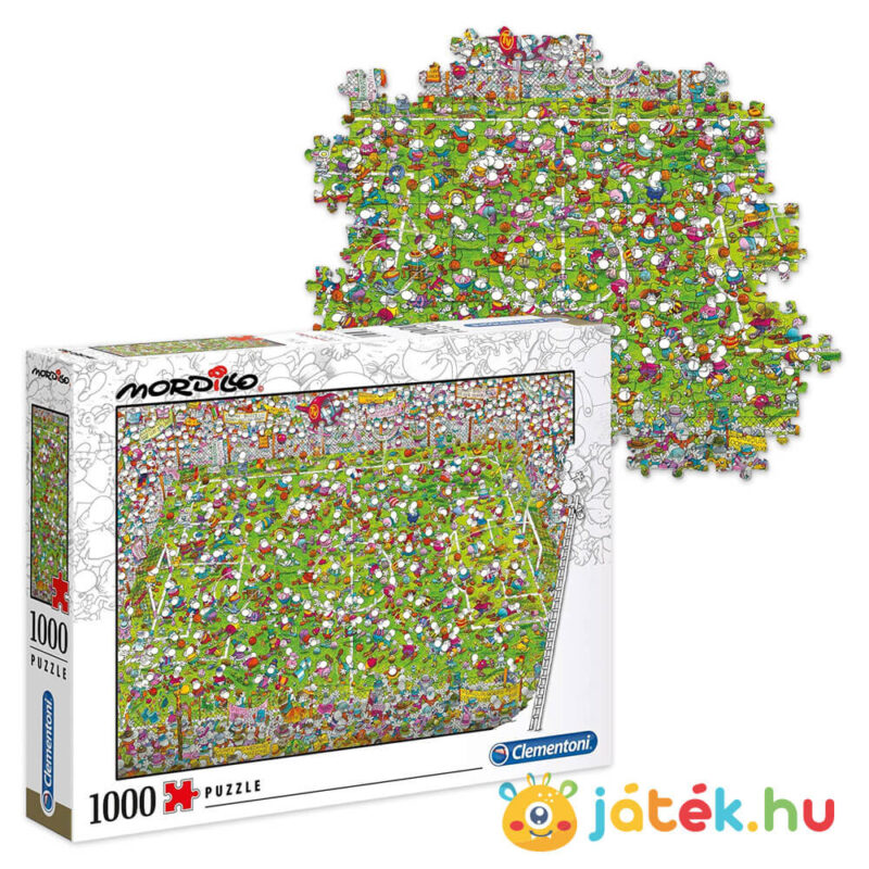 Mordilló, a meccs puzzle részlete és doboza, 1000 db (Clementoni 39537)