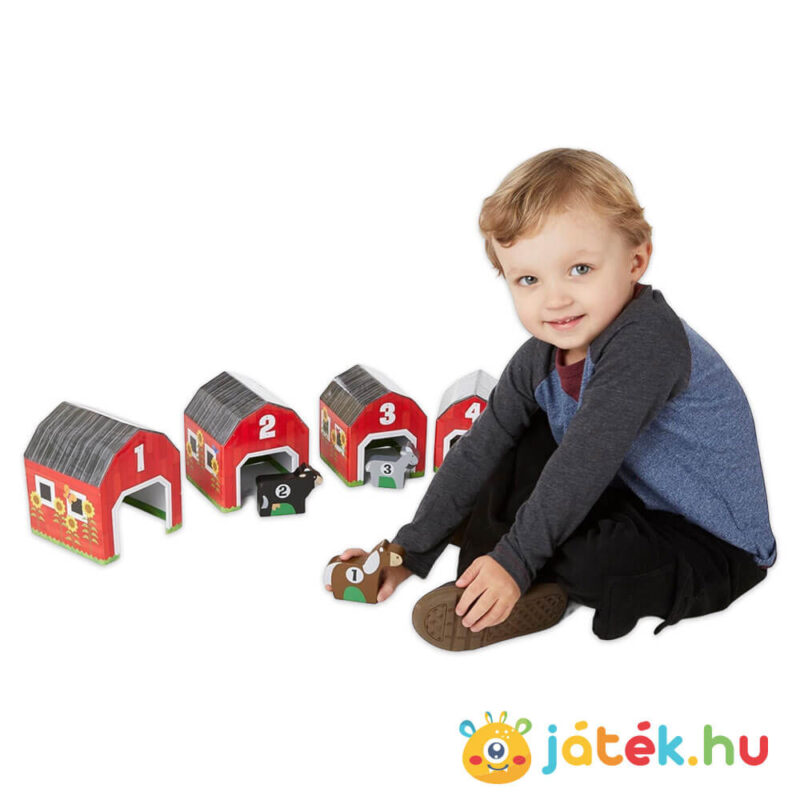 Ól soroló, párosító és rakosgató fejlesztő játék gyerekeknek, 6 óllal és 6 állattal (Melissa & Doug)