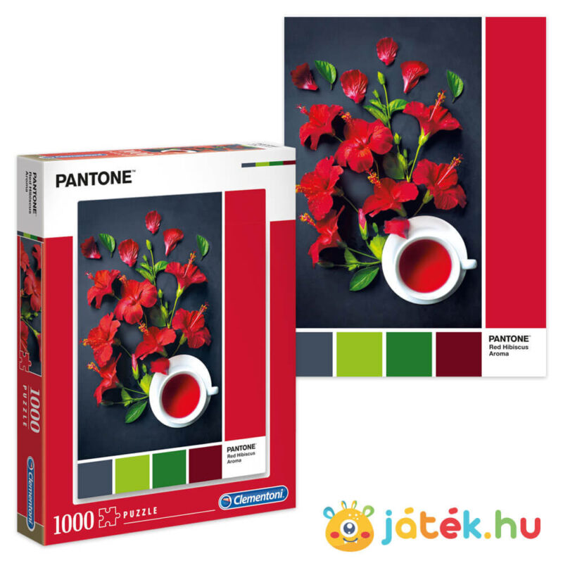 Pantone 186: Hibiszkusz tea puzzle képe és doboza, 1000 db (Clementoni 39494)