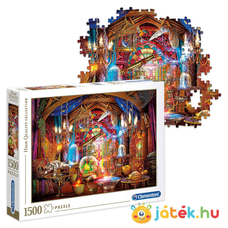 Varázslók műhelye puzzle részlete és doboza, 1500 db (Clementoni 31813)