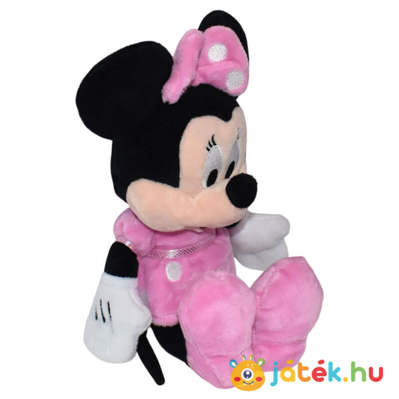 Mickey egér és barátai: Minnie egér plüssfigura pöttyös ruhában jobbról (30 cm)