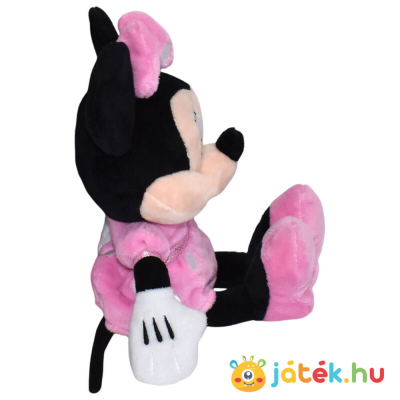 Mickey egér és barátai: Minnie egér plüssfigura pöttyös ruhában oldalról (30 cm)