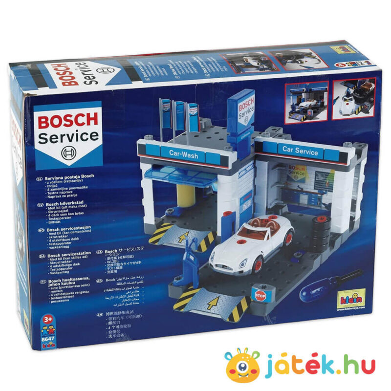 Bosch Service játék szerelőműhely autómosóval doboza (Klein 8647)