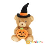 Boszorkány sapkás Halloweeni plüss maci tök figurával, többféle méretben (Keel Toys)