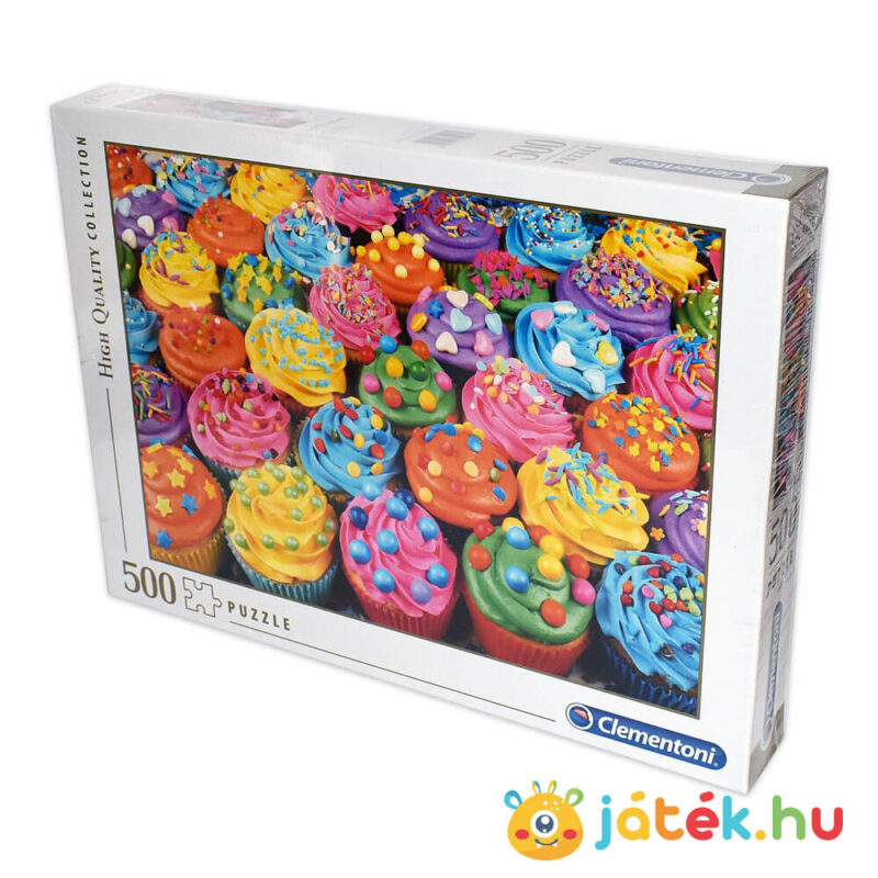 Cupcake puzzle doboza balról (színes sütik kirakó), 500 db (Clementoni 35057)