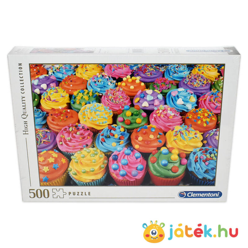 Cupcake puzzle doboza előről (színes sütik kirakó), 500 db (Clementoni 35057)