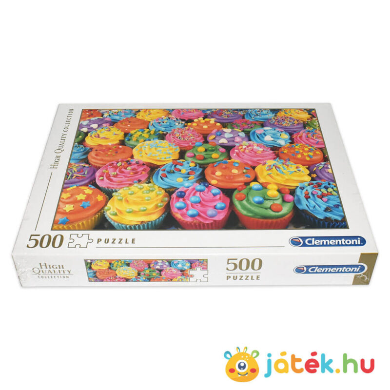 Cupcake puzzle doboza fektetve (színes sütik kirakó), 500 db (Clementoni 35057)