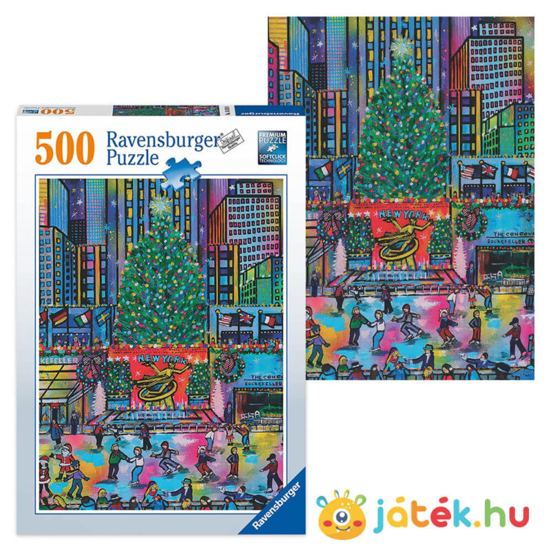 Rockefeller Karácsony puzzle képe és doboza, 500 db-os (Ravensburger 16424)